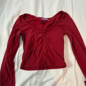 Edikted Deep Scoop Long-Sleeve Top in Wine